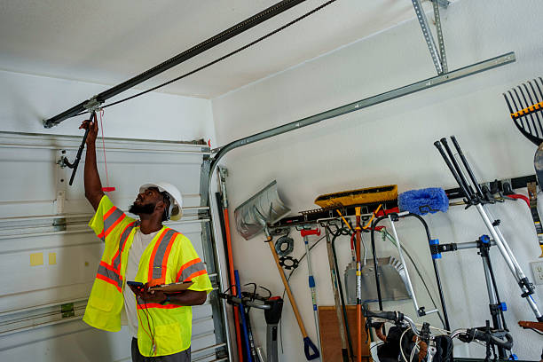 Professional Garage Door Panel Replacement technician working in Laguna Park, TX